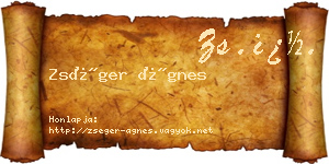 Zséger Ágnes névjegykártya
